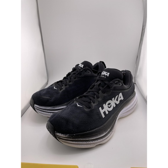 Hoka Bondi 8 Shoes Womens Size 10 Black White Road Running Max Cushion 1127952 - Picture 1 of 16